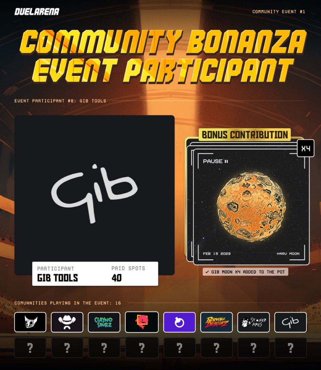 This Sunday, we are hosting #Solana’s biggest community event, the Community Bonanza. 15 top projects will play some PvP Blackjack on pur platform. 

The eight participant is none other than @Gib_Solana who hosted our presale. 

More info below 👇