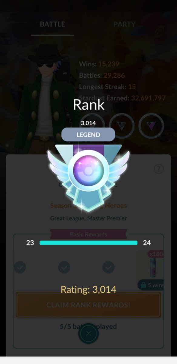 DanstormEX's tweet photo. I had to do it. I'm a simple man with a Cesso team. 200pts in 2 days. Thanks for the hard run! @Bomberlain28 @Axer87Pt @Loganmek1  @ASprescelto  &amp; @TrnrAlphone!  #gbl #legend #offstream #charizard #stichezzi https://t.co/ZwMpLoJhku