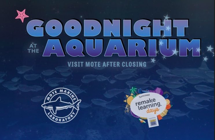 HayesShalia's tweet photo. Mote Marine Goodnight at the Aquarium is such a neat experience, enjoyed it with my little one! ❤️ seeing the awesome marine life virtually! 🐠🐡#RemakeDay @MoteMarineLab #SuncoastRemakeDays
@SuncoastCGLR @ThePattersonFdn https://t.co/L5ucqCWG2g