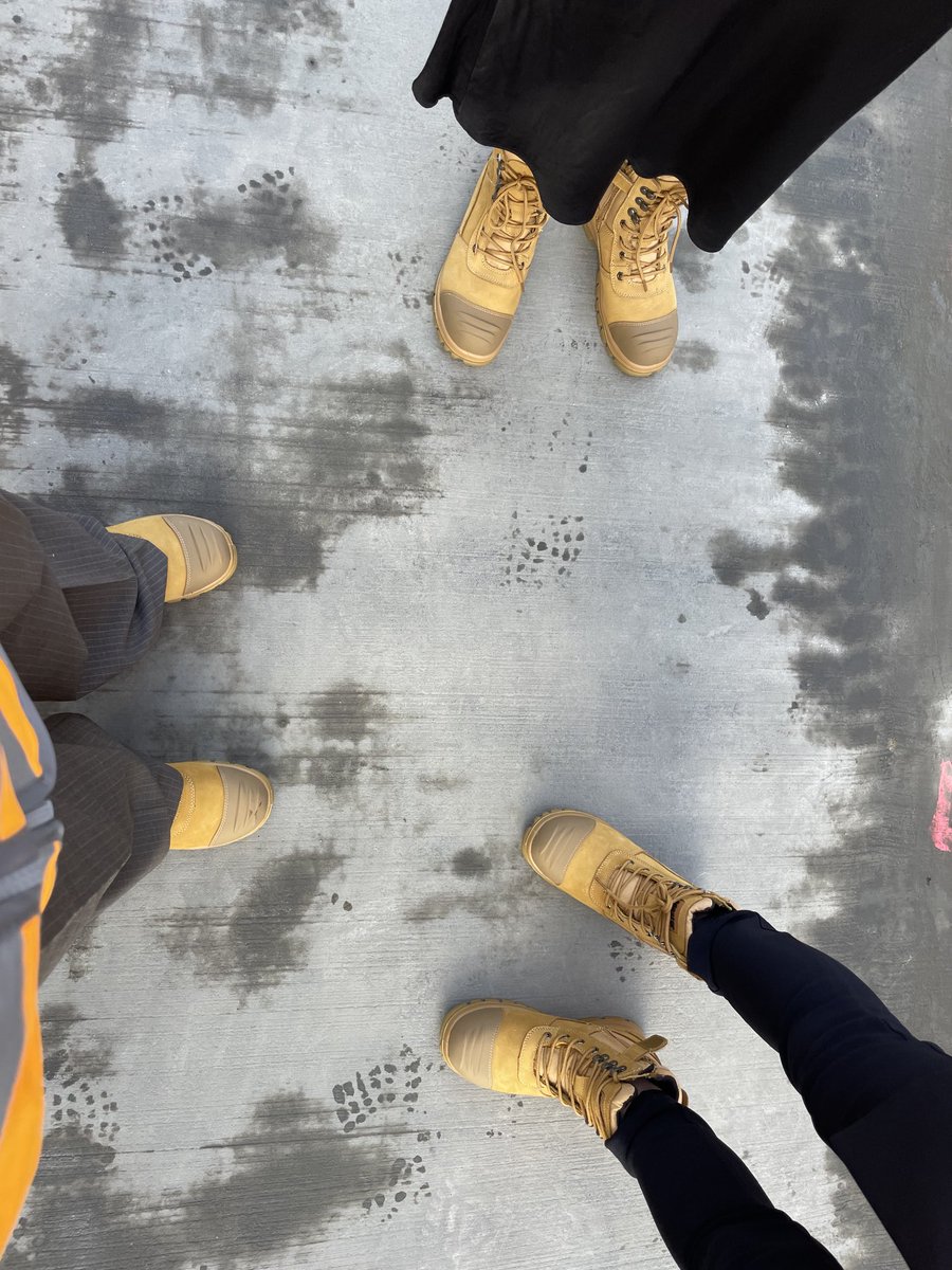 heidimur's tweet photo. Forced into clown sized shoes to stand beside a construction site for today’s #springst presser.  
Happy Friday. https://t.co/0PVpZpz0BC