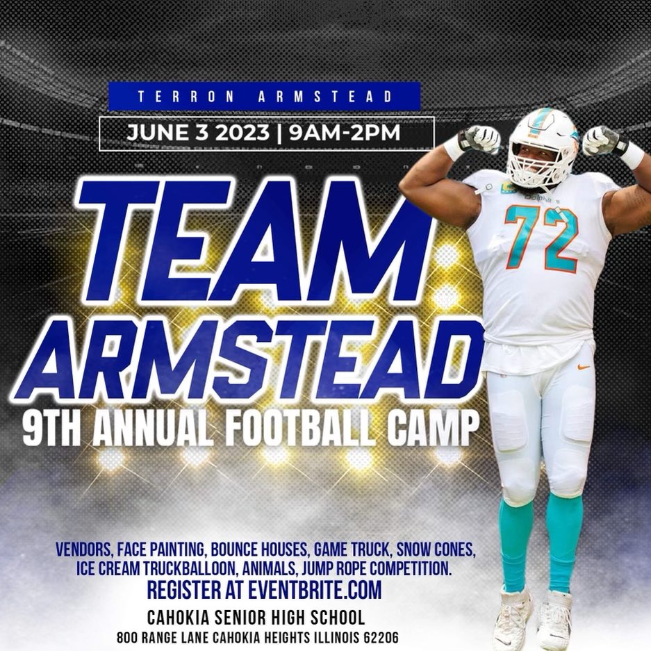 WE’RE BACK!!!! This will be the biggest and best camp throughout the entire NFL!! 
Register NOW so you don’t miss out! We have some of the NFL best players coming to help out! We would love to see you there!! 

#TeamArmstead 💙
<a href="/T_Armstead72/">T. Stead 🎤🎧</a>