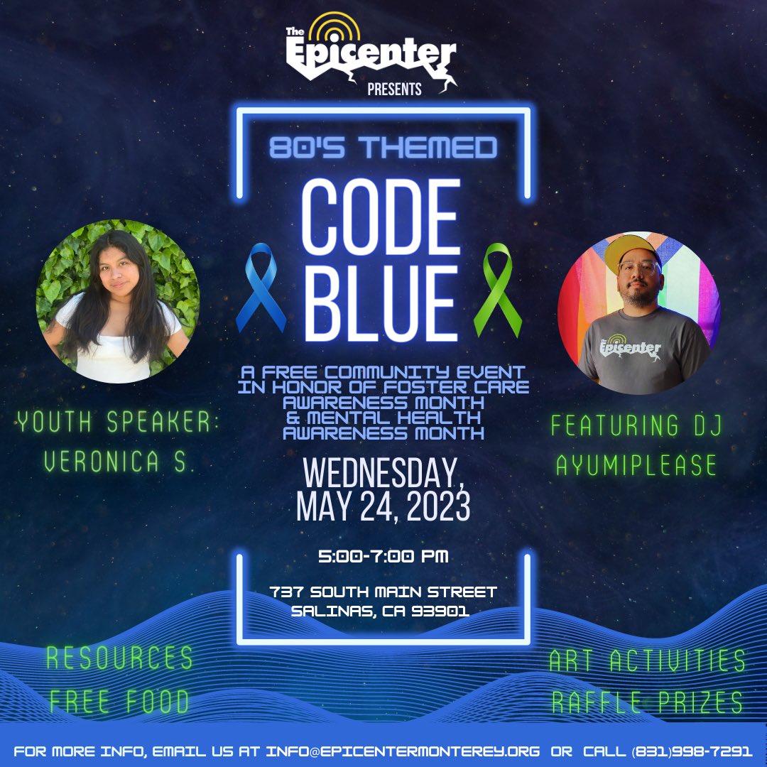 theepicentermc's tweet photo. Get ready to go back to the #80s at Code Blue 🕺🎉 Join us on May 24, 5-7PM  for a free #community event celebrating Foster Care &amp; #MentalHealth Awareness Month. https://t.co/hCNqKGoU5p