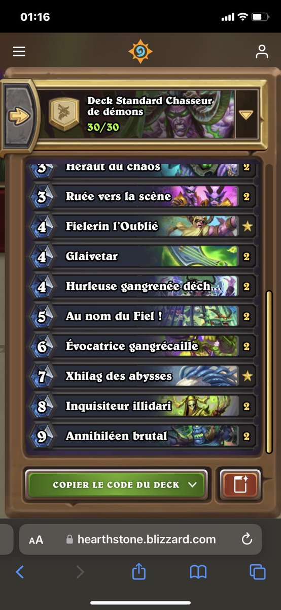 Lucas_Chiby's tweet photo. @Tars_HS @OdemianHS BIG DH Démon,compliqué à mettre en place mais les combo sont sympa avec un peu de marginal pour la pioche et l’early game 

### Big demon DH Chiby

AAECAbn5AwS2nwT+vwSkkgWy9QUNgIUE1J8EtKAEwMoEoM4E6e0EkpIFj6UFkKUFpMMF9MMF6/UF4/gFAAA= https://t.co/sKcSF7rUZZ