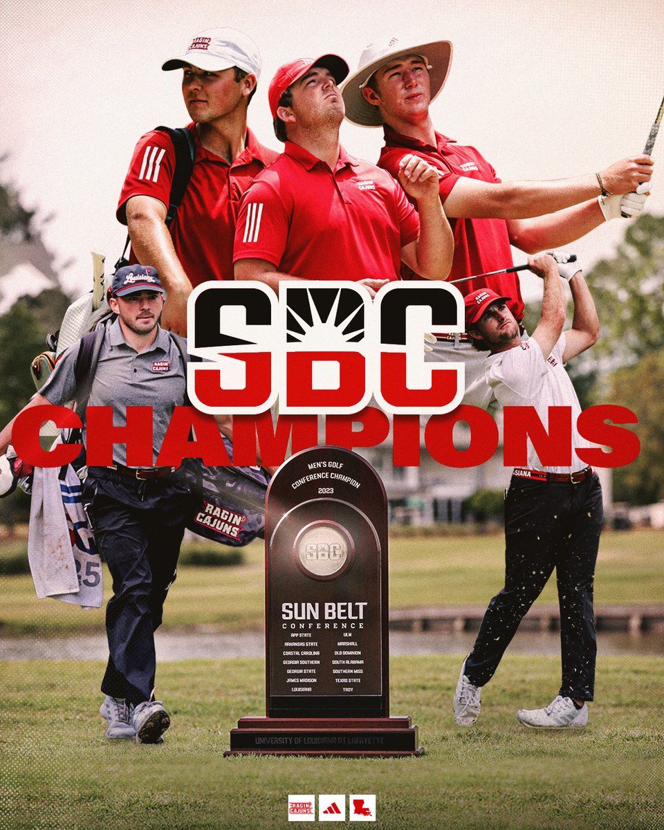RaginCajunsGolf's tweet photo. 𝐂𝐇𝐀𝐌𝐏𝐈𝐎𝐍𝐒!

Charlie Flynn with the birdie on No. 18 and Louisiana is headed to the NCAA Regionals

#GeauxCajuns ⚜️ https://t.co/OYybBaCr40