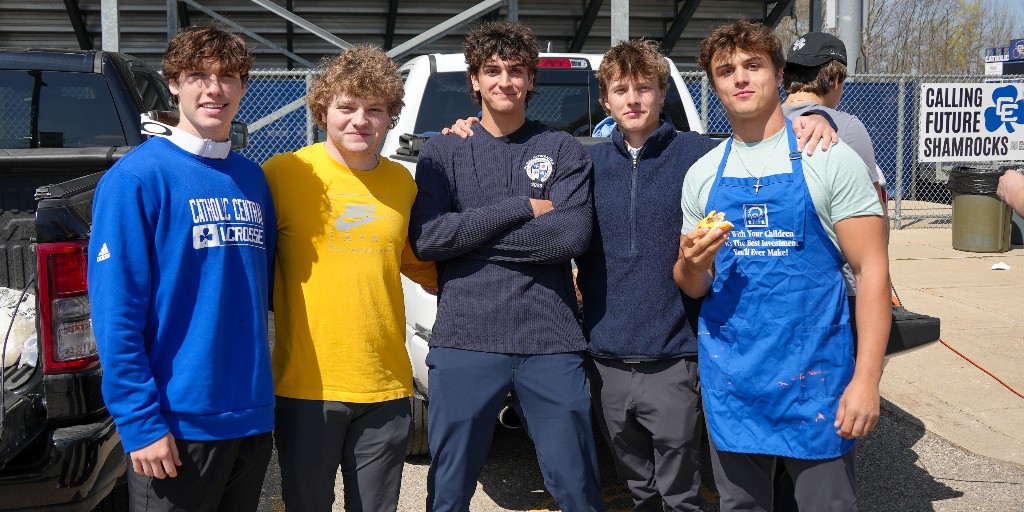 DCC1928's tweet image. It was a bittersweet day as we began our goodbyes to the class of 2023! Seniors headed outside for the annual senior bbq, enjoying their last day on campus as students. We'll miss these outstanding young men walking the halls! #BasilianBuilt #TeachMeGDK