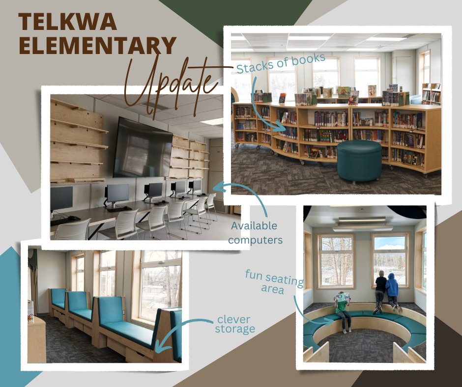 sd54BV's tweet photo. The shelves are in, the books are stacked and the light is streaming through the windows!  The Library Learning Commons/Multi-purpose room at Telkwa Elementary is now open!

We are incredibly proud of the space that the SD54 Maintenance Dept. created for us!!

#SD54 #SD54Updates https://t.co/5PN9lXgDjZ