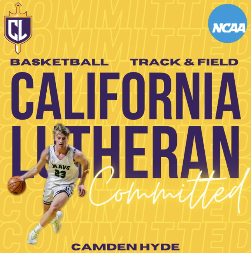 COMMITTED!! Thank you to God, my parents, sister, coaches, and friends who have set me up for success every step of the way. Beyond excited for the next chapter. Go Kingsmen! 💜💛
<a href="/CLUmBasketball/">Kingsmen Basketball</a> <a href="/CLUSports/">Cal Lutheran Athletics</a> <a href="/CalLutheranXCTF/">Cal Lutheran XCTF</a>