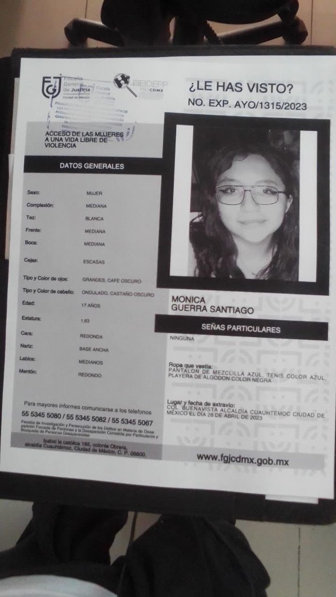 ferbelaunzaran's tweet photo. ¡URGENTE!

Es Mónica Guerra Santiago tiene 17 años, desapareció ayer a las 20:00 la última ves que la vieron fue en el metrobús de buena vista

Por favor, RT 🙏 https://t.co/iNBy7xiUnl