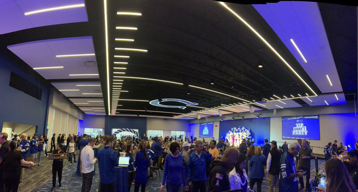 CRMinSports's tweet photo. Colts training complex is rocking tonight!! #NFLDraft  #ColtsNation #ColtsDraftParty https://t.co/u4UIUfGF9l