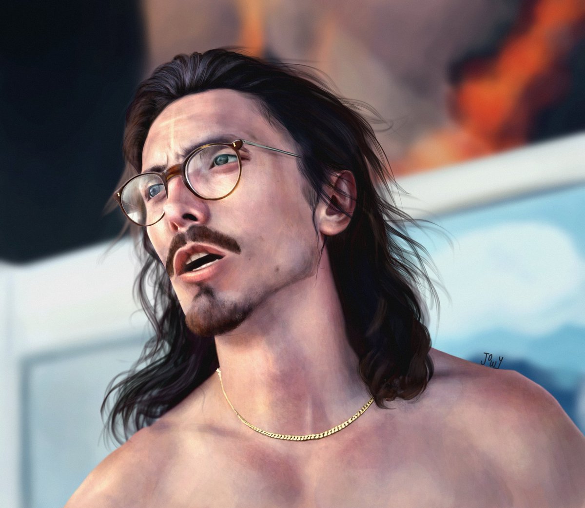 MikiJowy's tweet photo. Little painting of @marcrebillet from THAT moment at #Coachella.
 
Ça ne lui rend pas honneur, mais… Cet homme dégage une telle énergie en concert que tu voudrais qu’il te prenne sur scène.
 
Je ne sais pas si j’aurai le temps de le finir un jour, alors voilà. #MarcRebillet https://t.co/x0bmHRA8aB