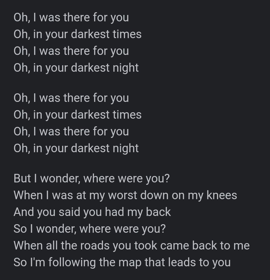 AgaEstanol's tweet photo. Lyrics hits different when a person you expected the most is not there when you needed them the most. https://t.co/M6CClSlmty