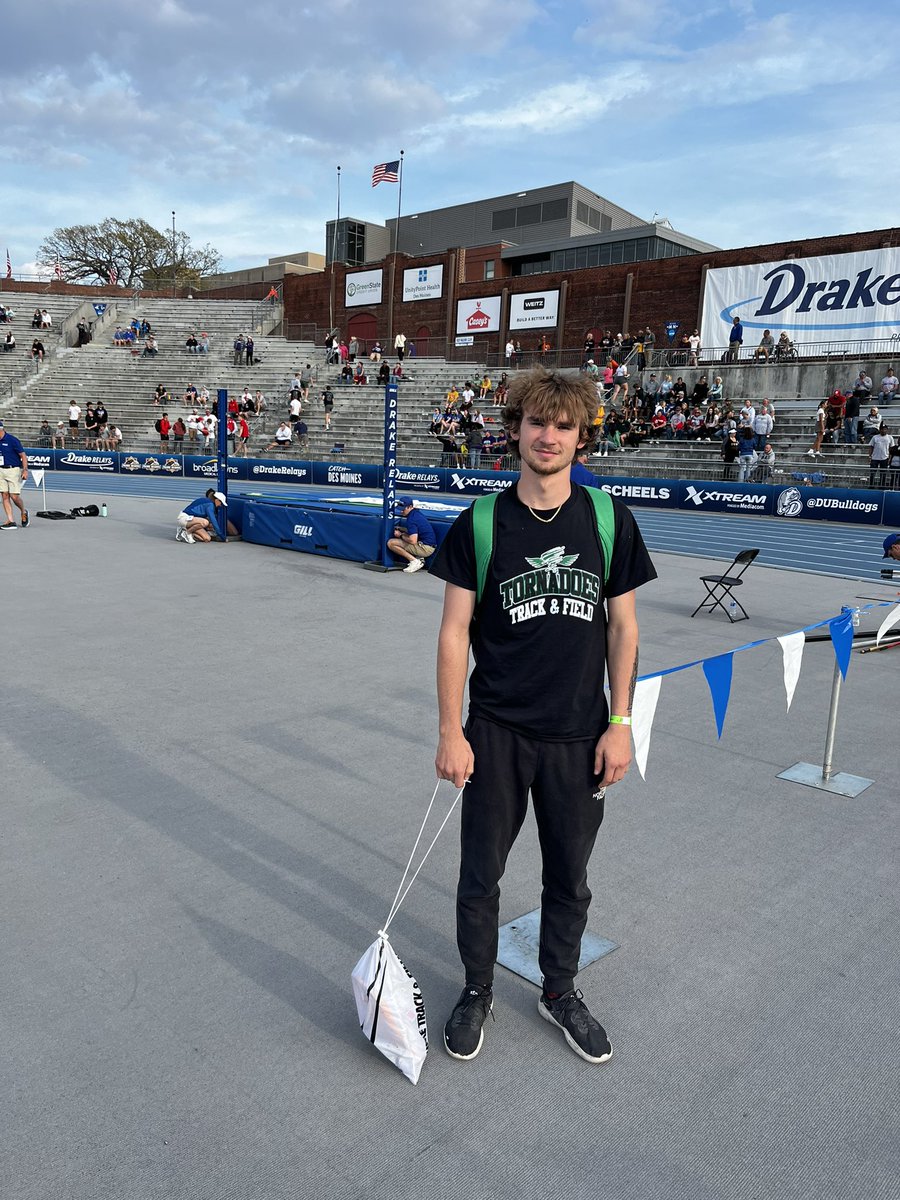 Great job Trevor! 6’1” today at the Drake Relays.