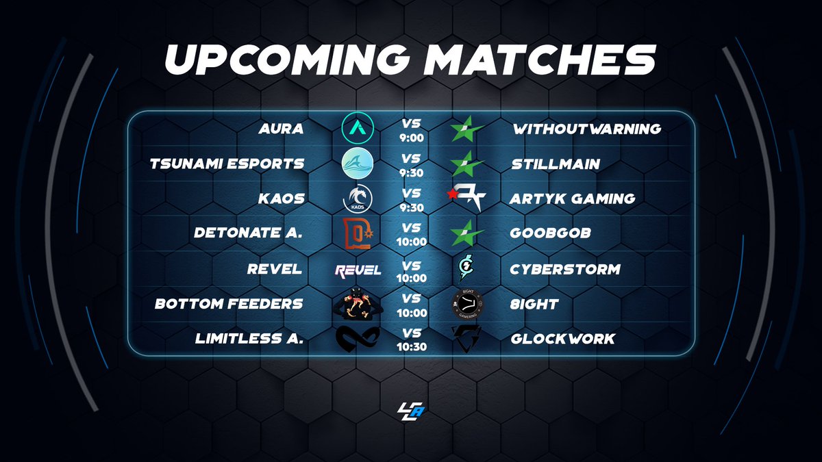 LCABroadcasting's tweet photo. 🚨 Tonight's matches covered by LCA! 🚨
⚔️ @AuraGEsports VS #WithoutWarning
🎙️ @SlayerCasts
⚔️ @TsunamiEsports0 VS #STILLMAIN
🎙️ @V1nsonCasts & @AllinGaming23
⚔️ @K5_Kaos VS #Artyk
🎙️ @ParksCasts
⚔️ @ggDetonate A. VS #GOOBGOB
🎙️ @cashmmt
Streams in the replies below!⬇️ https://t.co/mtxFn6AXMZ