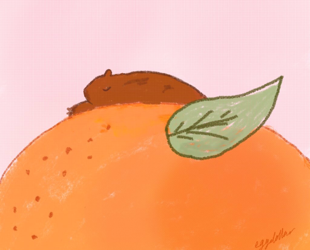 breadsoupcat's tweet photo. Before #capypril2023 ends.. i wanted to doodle a capy sleepin on an orange hill https://t.co/cZcF0kKUjs