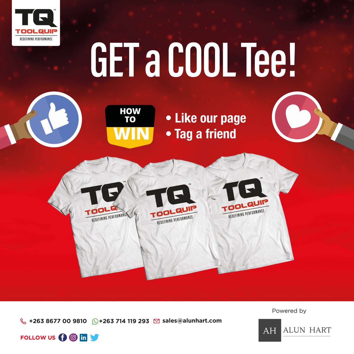 Alun_Hart_Ent's tweet photo. GET a COOL Tee!
https://t.co/wCdxlkd6hh our page
2.Tag a friend
3. Comment the colour of T-shirt you’d prefer to win
 #ToolQuip #AlunHart #PPE #WeveGotYouCovered #Harare #WorkWear #PPEsupplier #QualityPPE #ProtectiveClothing n https://t.co/1t4NC88ted