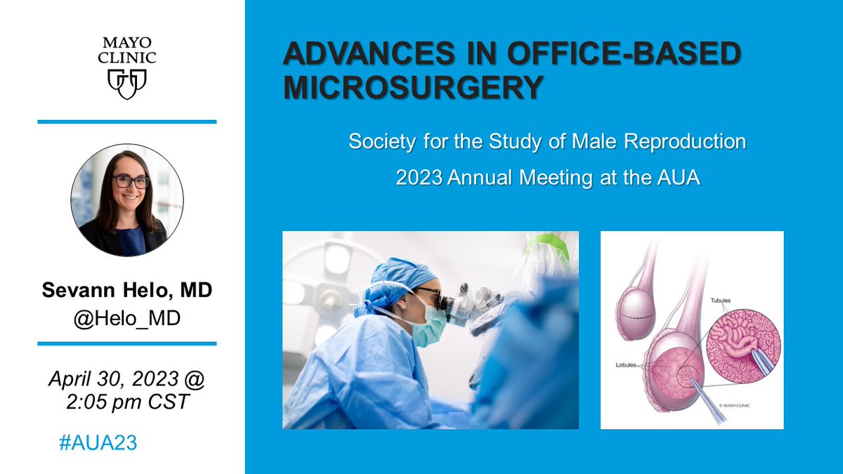 Mayo Clinic Urology (@mayourology) on Twitter photo In-office vas reversal, microTESE, and varicocelectomy? Learn how it's done, including tips and tricks that you can apply in your practice. <a href="/AmerUrological/">Amer. Urol. Assn.</a> <a href="/SSMR_malefactor/">Society for the Study of Male Reproduction</a> #AUA23 In-office vas reversal, microTESE, and varicocelectomy? Learn how it's done, including tips and tricks that you can apply in your practice. <a href="/AmerUrological/">Amer. Urol. Assn.</a> <a href="/SSMR_malefactor/">Society for the Study of Male Reproduction</a> #AUA23