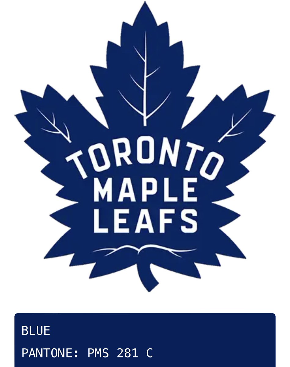 JakeMarsh18's tweet image. If you’re thinking to yourself, “The Lightning and Maple Leafs have the same colors, I can’t tell them apart,”you are correct. 

Exactly correct, that is. Both teams use Pantone PMS 281 C.