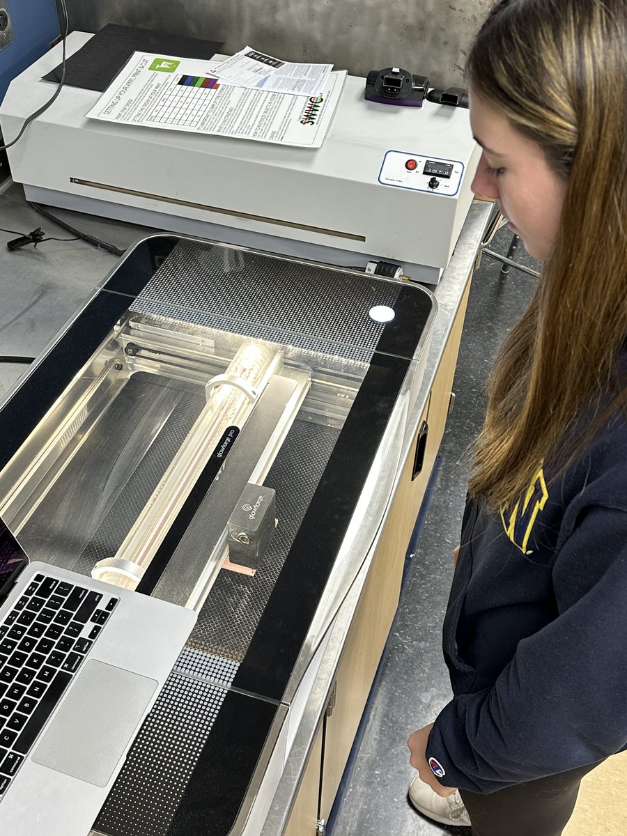 Graphic Communications students brainstormed ideas, created a digital design, and then used the Gloforge Laser Printer to convert their design into a rubber stamp. #sascompass