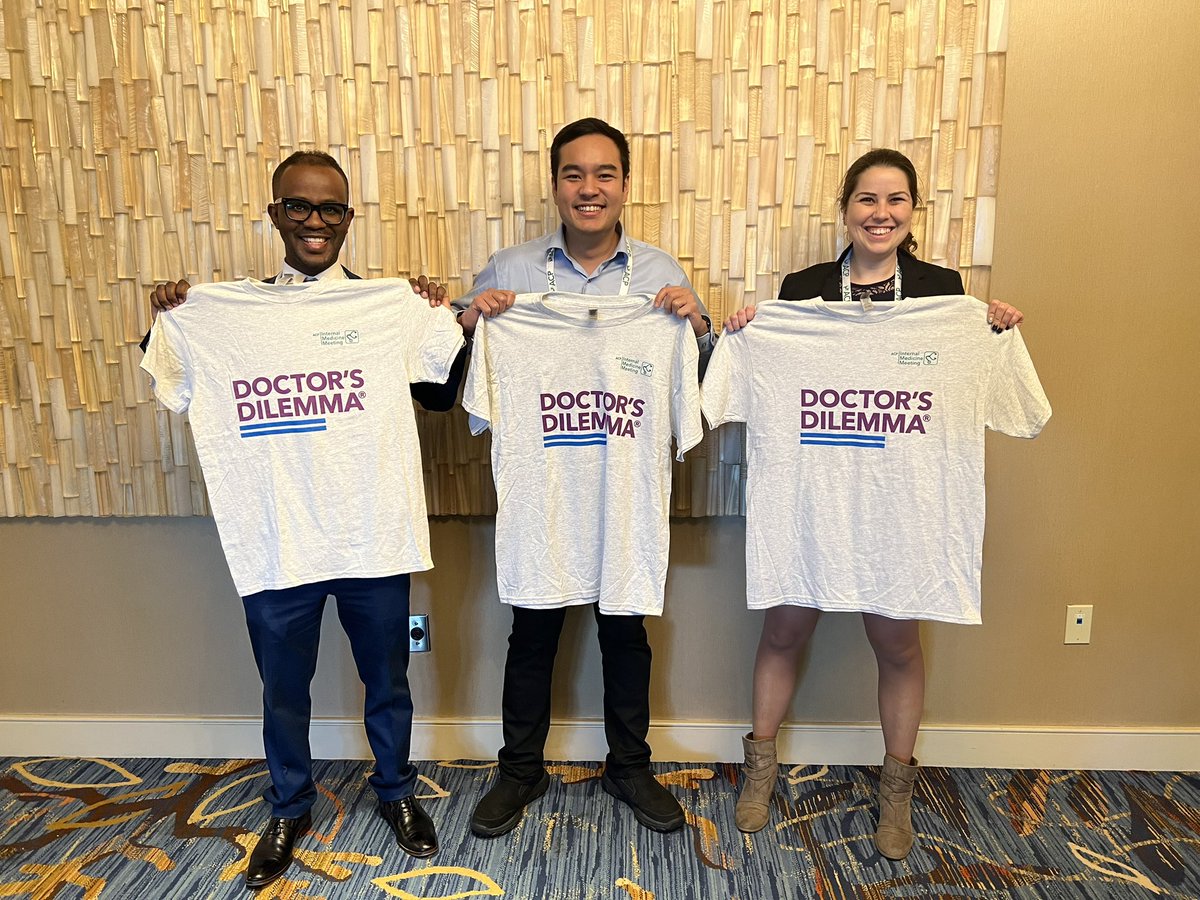 TChaikijurajai's tweet image. So honored to have represented the state of MN and @umnmedresidency for the 2023 National ACP Doctor's Dilemma Competition @ACPIMPhysicians with Sara and @TesfaEr. We did our best! Greatly appreciate support from our attendings, residency program and @mn_acp. #ACP2023 #UMN
