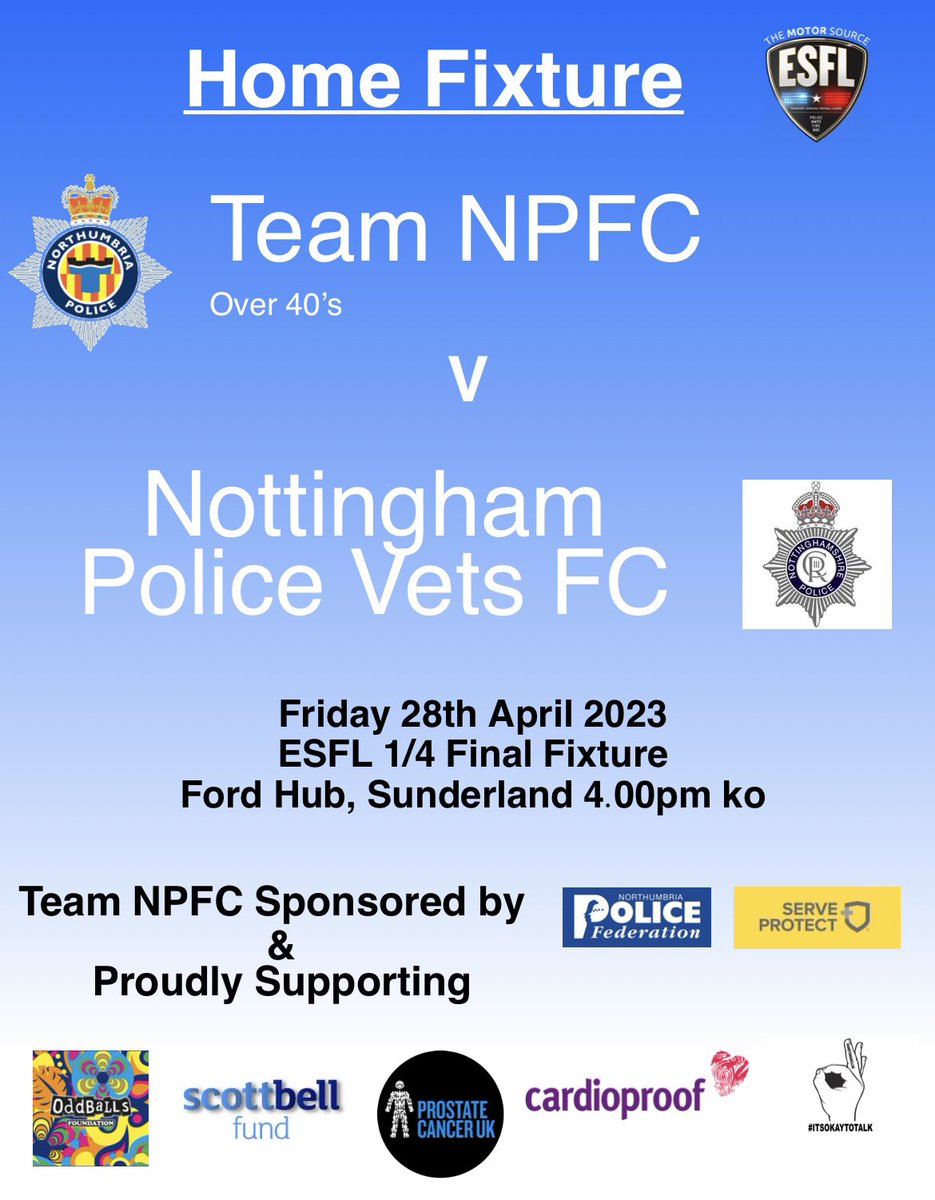 TeamNPFC's tweet photo. It’s game day for the #Overs as we take on @Nottspolicevets in @ESFL20 @Motor_Source 1/4 final action at #FordHub with a 4pm ko

Come along and cheer the lads on #TeamNP #TeamNPFC ⚽️ #football https://t.co/LRtJTPyQDC