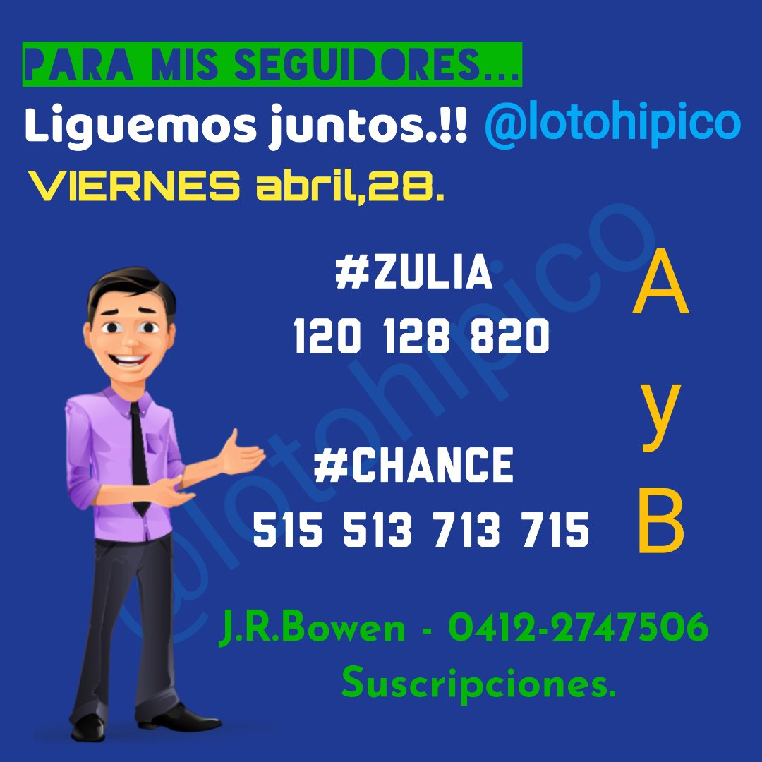 lotohipico's tweet photo. Sugerencias...
Viernes abril,28.
#Triples #Zulia #Chance. 

Agradezco dar un retweet. https://t.co/bOa9676hNC