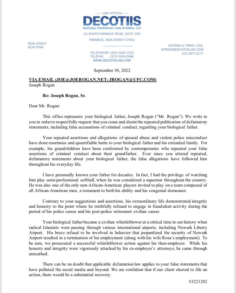 RoganOriginal's tweet photo. Joe Rogan was served with this letter and hasn’t spoken of me since, after LYING about me for 27 years! WHY?? https://t.co/JGX99F2mb3