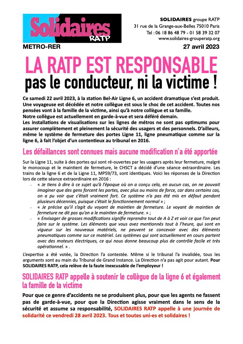 Solidaires RATP tweet media