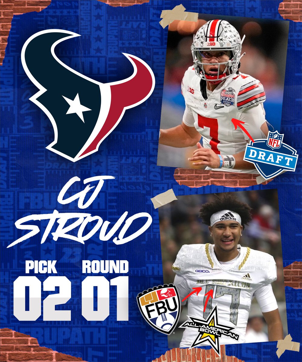 DRAFTED✅

Congratulations to #FBUPathAlum CJ Stroud on being selected by the Houston Texans in the 2023 NFL Draft 👏

Congratulations to this #FBUPathAlum 🔥

#FBU #GetBetterHere