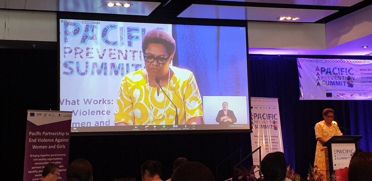 tarachetty's tweet photo. Entrenched prob of #VAWG in our region "requires bold action & this week's Summit is a step in that direction"
@Rakui2Mereseini delivering the closing keynote at the #PacPreventionSummit today:
"Violence against women and girls CAN be prevented in our lifetime" https://t.co/V6aHqclqpE