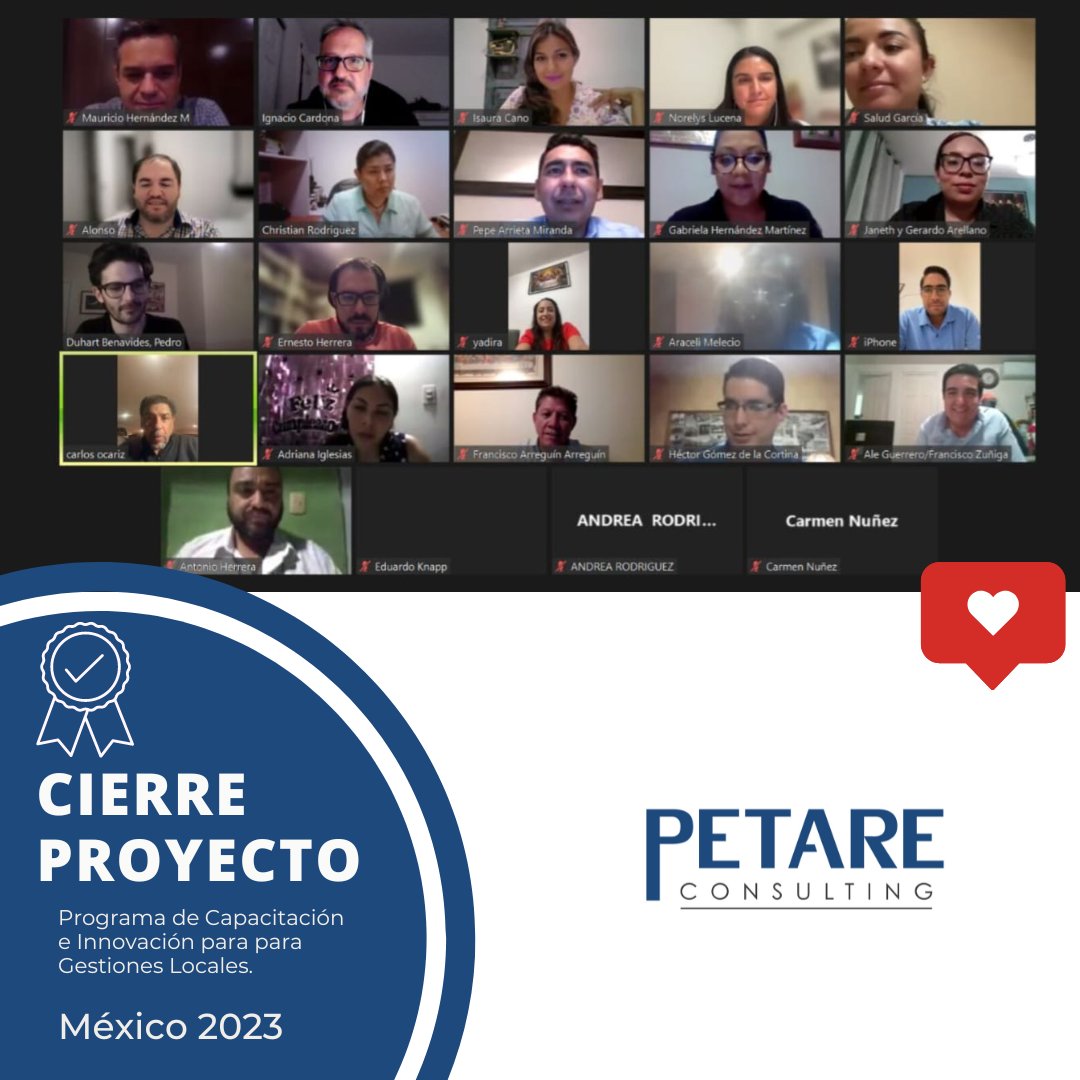 Esta semana cerramos nuestro Programa de Capacitación e Innovación para Gestiones Locales, en México, donde los participantes del Municipio #Celaya, presentaron sus ideas de proyectos.