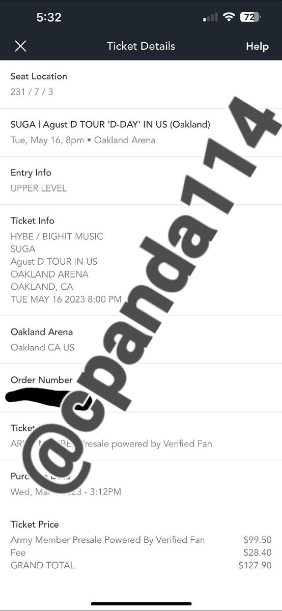 Nammiekinz's tweet photo. Friend looking to sell 1 ticket at face value to #SUGA_AgustD_TOUR in Oakland on 5-16-23
Section 231
Row 7
Seat #4
Paypal or zelle.
DM @Cpanda114
#sugatickets
#AgustD_SUGA_Tour_in_oakland https://t.co/ydN2fEoEKi