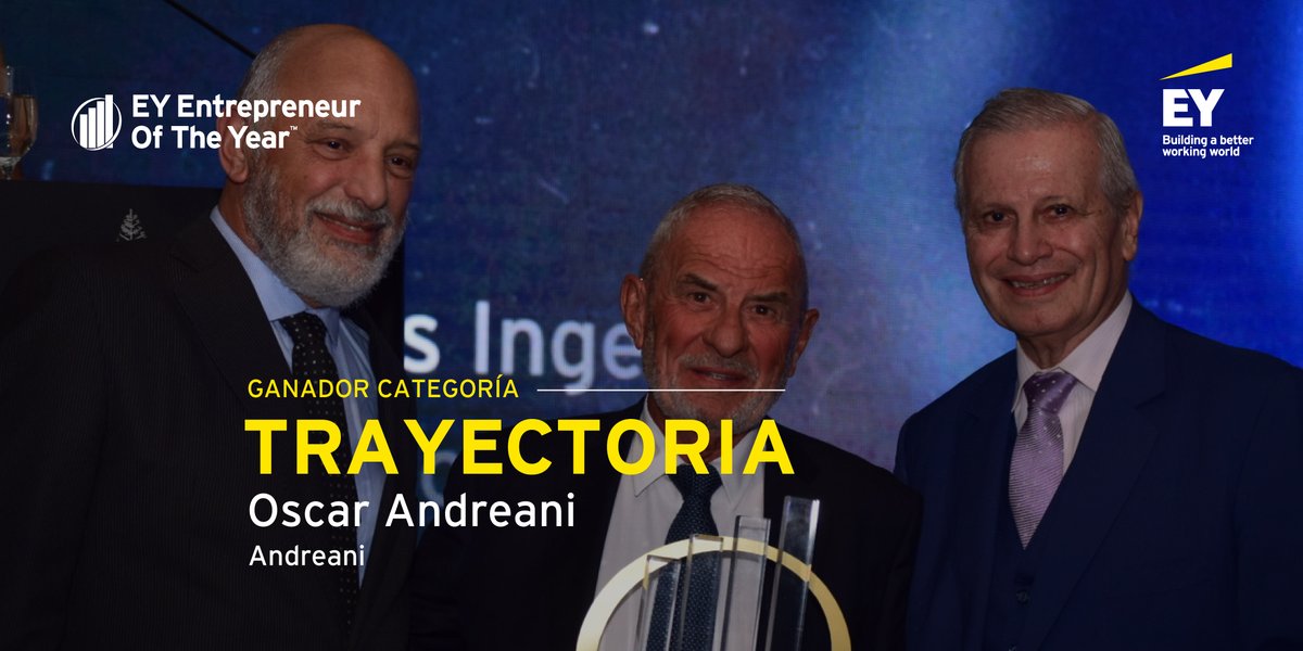 Continuamos el #EOYArgentina premiando a Oscar Andreani, Fundador del Grupo que lleva su apellido, por su larga trayectoria empresarial en el mundo de los negocios.

¡Felicidades!