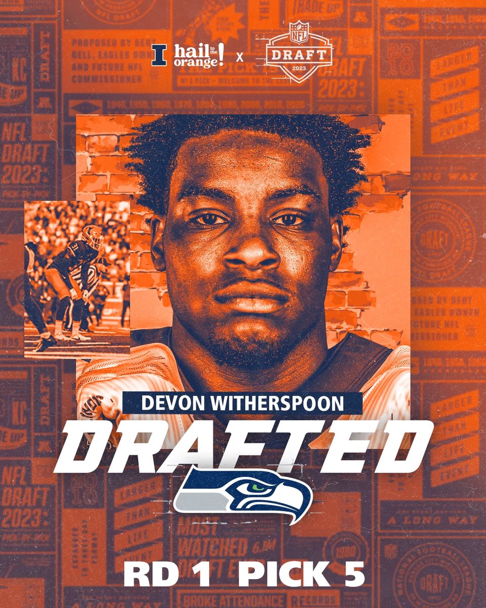 Drafted in the first round, from the University of Illinois, @DevonWitherspo1. #Illini // #HTTO // #famILLy
