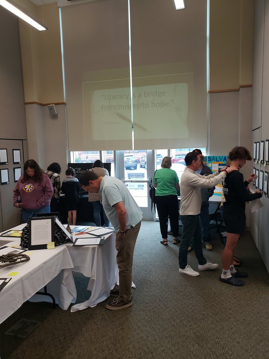 Sec_ELA_CCPS's tweet photo. A successful High School Calvert Writes Spring Showcase! Thank you students, teachers, and community members for coming to @CalvertLibrary to celebrate @calvertnet student thinking, creativity, and hard work. #calvertshines #calvertwrites 🧠📝 https://t.co/gmYQtgTr1k