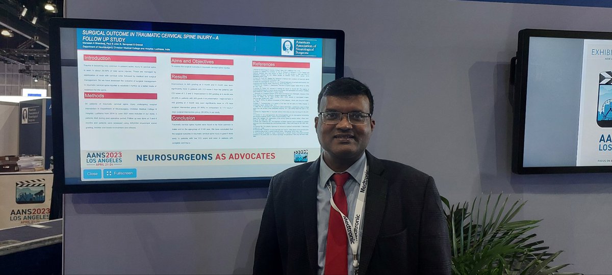 PaulSJohn2's tweet photo. Thanking God for the opportunity to take part in the AANS2023 international conference and present our research from Department of Neurosurgery at Christian Medical College and Hospital Ludhiana,India. 

My Work is for a King.

#AANS2023  #myworkisforaking #CMCLudhiana https://t.co/bkZL3MXdJT