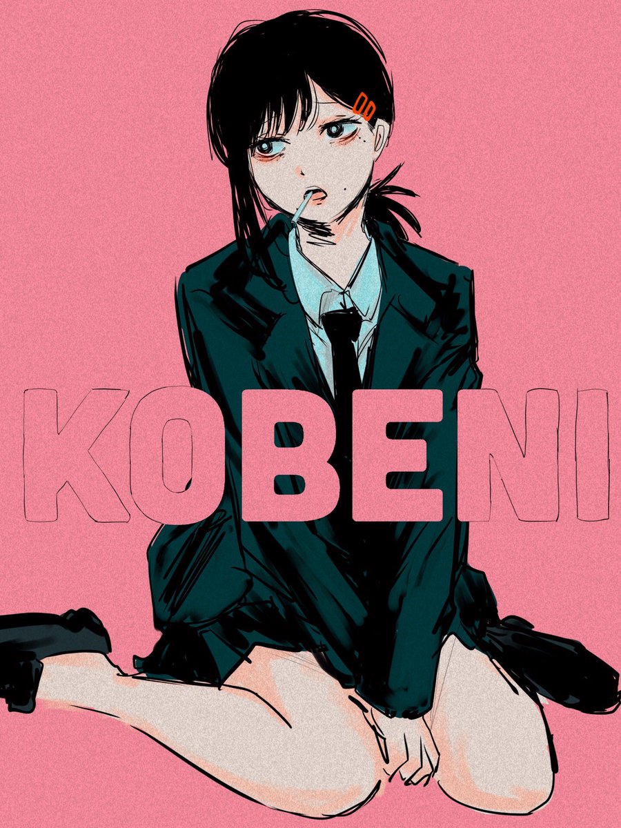 higashiyama kobeni 1girl solo black hair black necktie single sidelock mole necktie  illustration images