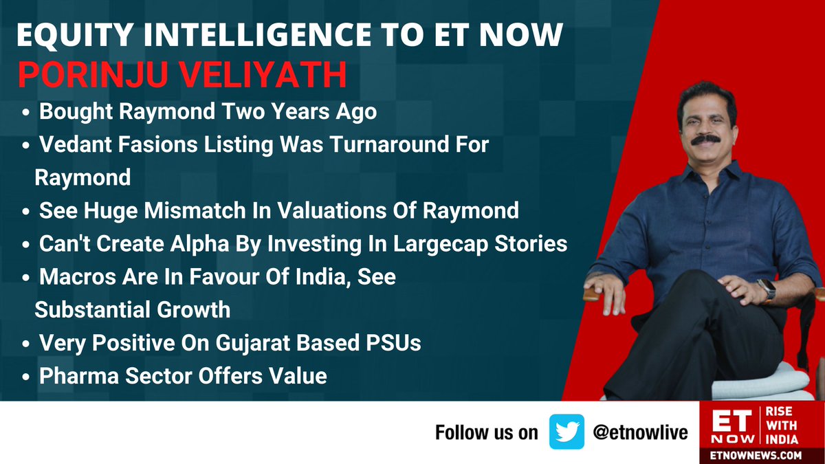 ETNOWlive's tweet photo. #OnETNOW | Investor Porinju Veliyath shares his investment choices; advises to be selective in the pharma sector

@porinju #EquityIntelligence #StockMarket https://t.co/CK5vrJsjw9