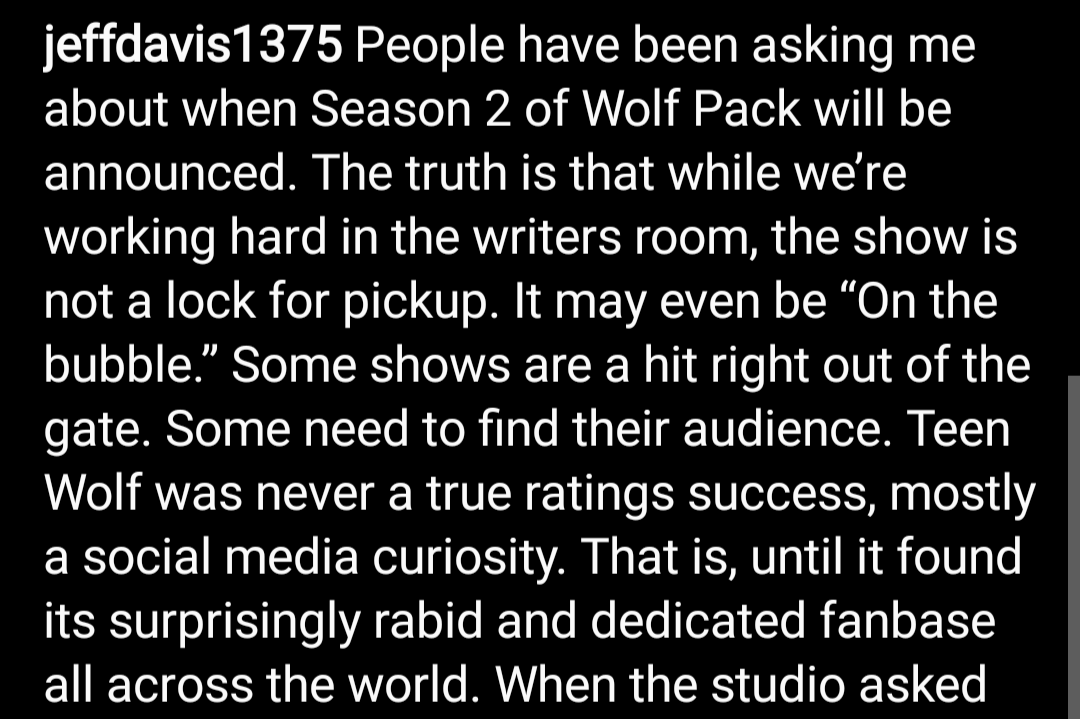 WolfPackTVWiki's tweet photo. A special message from Jeff Davis about the future of #WolfPackOnPlus.
#WolfPackTVShow
#WolfPackSeries https://t.co/hTqX8d5Bfb