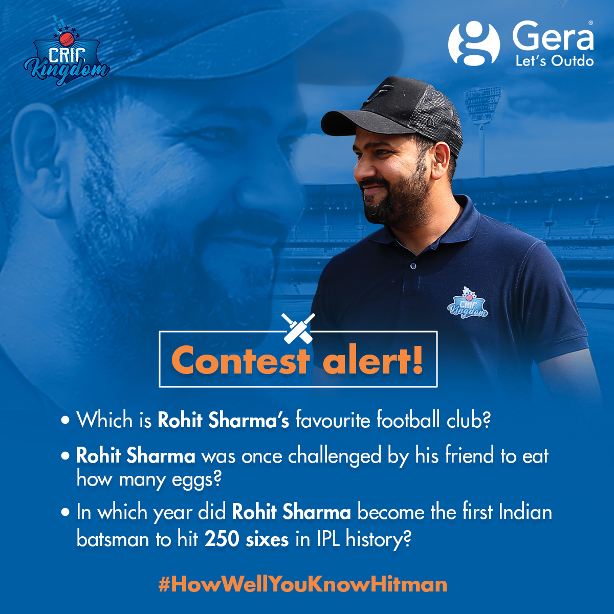 geradevelopment's tweet photo. #HowWellYouKnowHitman? Answer the questions and win Amazon vouchers! Follow us, tag us, and answer correctly. Tag your friends to challenge them.
#GeraDevelopments #ChildCentricHomes #RohitSharma #CricketQuiz https://t.co/63OkRYfxjm