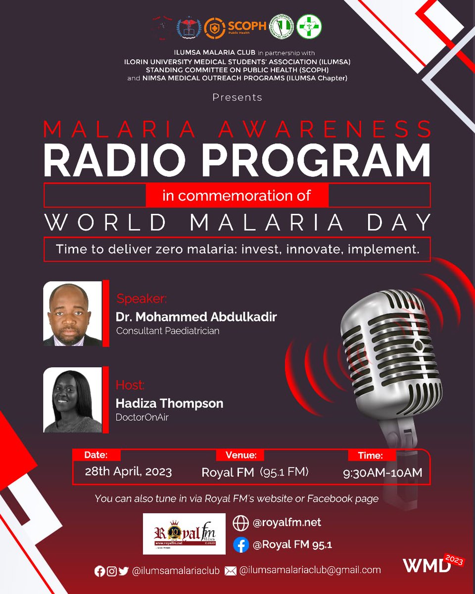 Join us in a bit. So much to learn and discuss.

#malariaday #WorldMalariaDay2023 @UnitedNationsRU @WHO @MSF_USA @IlumsaIlorin #naijaoaps #naijanewscaster #doctordonair #doctorinmedia #prettydoctor #prettymedic #prettyblackgirls @BBCAfrica #healthjournalism #healthnews