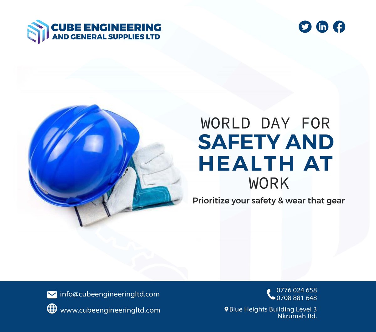 As we celebrate world safety, Let's make safety a habit and always remember to wear your safety gear, it's not just a piece of equipment, it's your lifeline.
#WorldSafetyDay