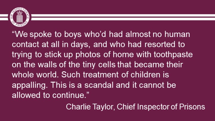 HMIPrisonsnews's tweet photo. On Wednesday, @charlie_taylor6 wrote to the Secretary of State invoking an Urgent Notification for HMYOI Cookham Wood after finding boys held in solitary confinement in an inspection last week. 

Read the press release and letter to the SoS: https://t.co/IwrM0eiPbg https://t.co/97eCEsO49S