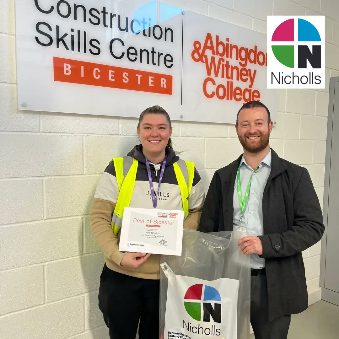 Congratulations to our Best of Bicester for March Amy Bourton! Amy is doing her Lvl 2 Site Carpentry apprenticeship with @KingerleeLtd! We also welcomed Dan from @John__Nicholls to Bicester Construction Skills Centre to present Amy with her goody bag and certificate! #Carpentry