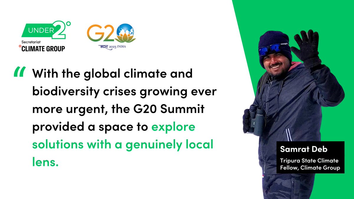 ClimateGroup's tweet photo. How is Tripura developing #cleanenergy? 

#Under2Coalition State Climate Fellow @samratdeb112 gave us a rundown following the state’s exciting #G20 Summit event this month: https://t.co/OKXUJtbWR6

@Swaniti @CmoTripura @DBT_Tripura https://t.co/ATOO4Zg2aT
