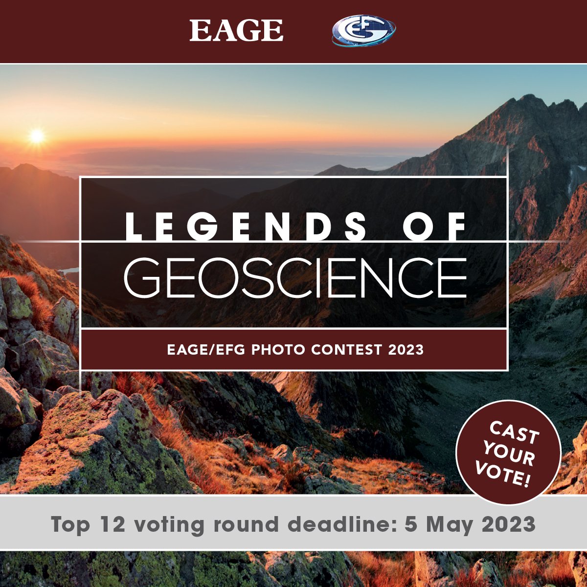 EAGE_Global's tweet photo. ⏰ Hurry up! You have 1️⃣ week left to choose your favourite entries of this year's EAGE/EFG #PhotoContest! 📸
🏆 The 12 most-voted photographs will be competing for the 2023 "Legends of Geoscience" title.
🏞️ Cast your vote before 5 May at: https://t.co/RRsAgEchr3
@EfgInfo https://t.co/XgXrheMcnk