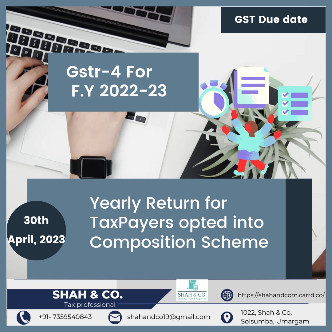 GSTR-4-Annual Return for Composition Taxpayers

The due date to file the GSTR-4 return for FY 2022-23 is 30th April 2023

#gstr4 #gstr #Gstfiling #GST #gstreturn #compositiondealers #composition #incometax #Accounting #Twitter #Finance #gstcollections #tax #Return #taxday