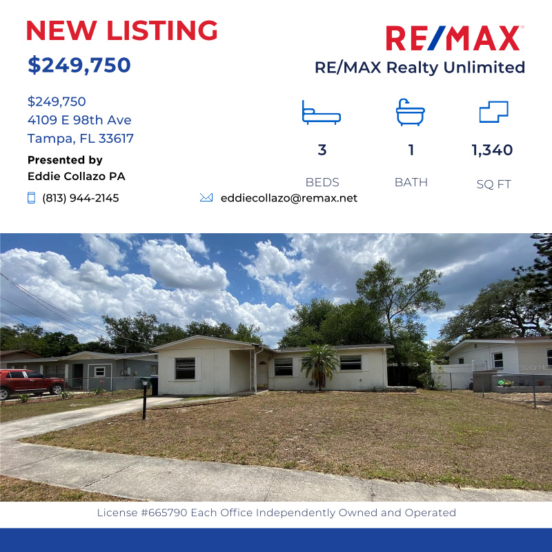CollazoGroup's tweet image. GREAT INVESTMENT OPPORTUNITY! HOME needs TLC but great potential. Airbnb or fix &amp;amp; flip. Located in the Temple Terrace area nearby shopping,...

Click here for details:
remax.com/FL/TAMPA/home-…