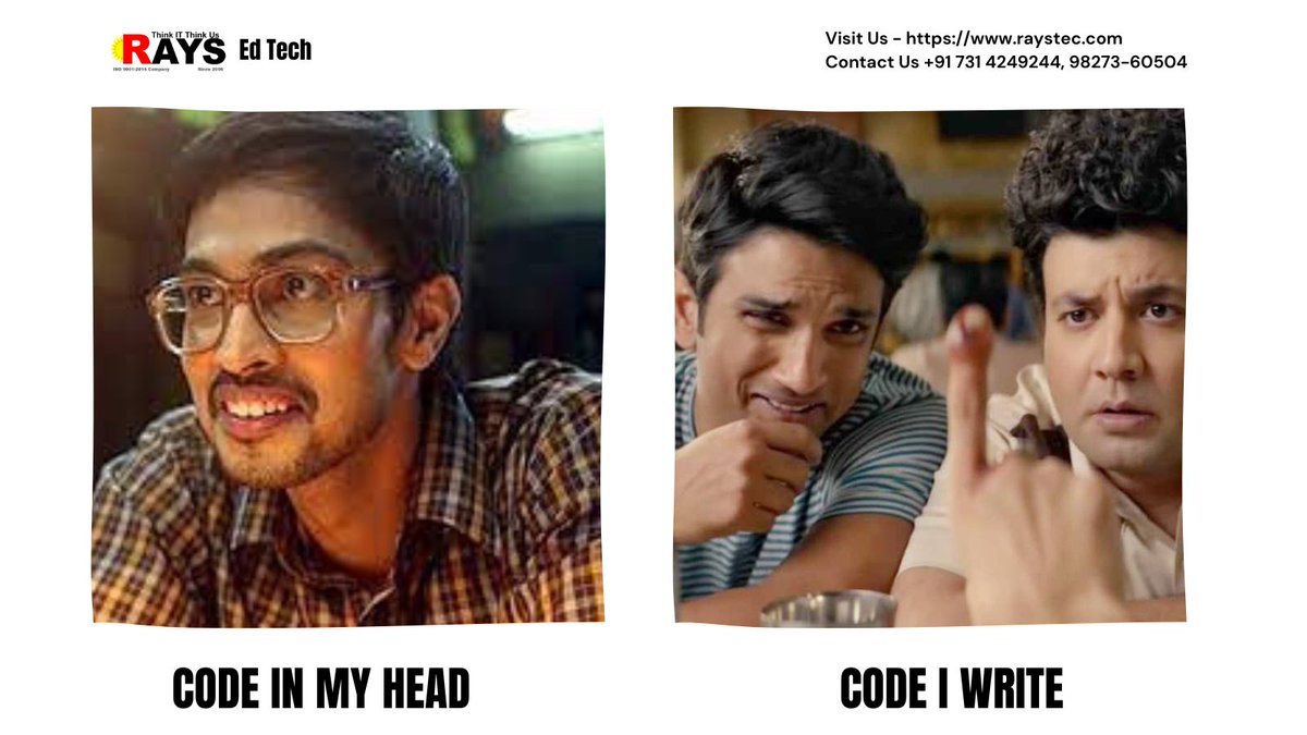 Me: when code in my head
Me: when code I write 
#DevelopedHere #developers #technology #TechNews #TechisHiring #programmingmemes #Memes #MemeContest #springboot #Java #javascript #DataScience #programmers #technologyForAll #Python #HTML #AI #ChatGPT #Businesses #Indian #software