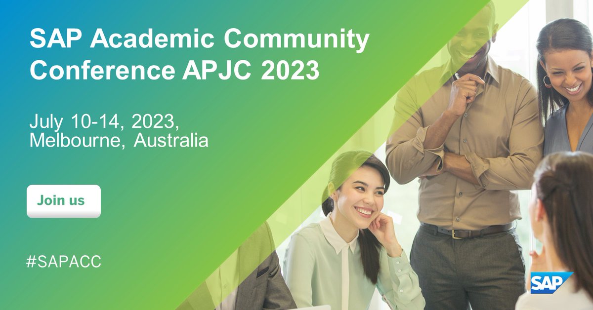 rahul25sa's tweet photo. The SAP Academic Community Conference APJC 2023 is calling you!
From July 10-14, professors and faculty from the #UniversityAlliances community will meet at the ACC Melbourne - @victoriauninews.
Mark your calendar and register here: https://t.co/D9nmb4UK3D
#SAPACC #SAPNextGen https://t.co/9ogSrDMa1Z