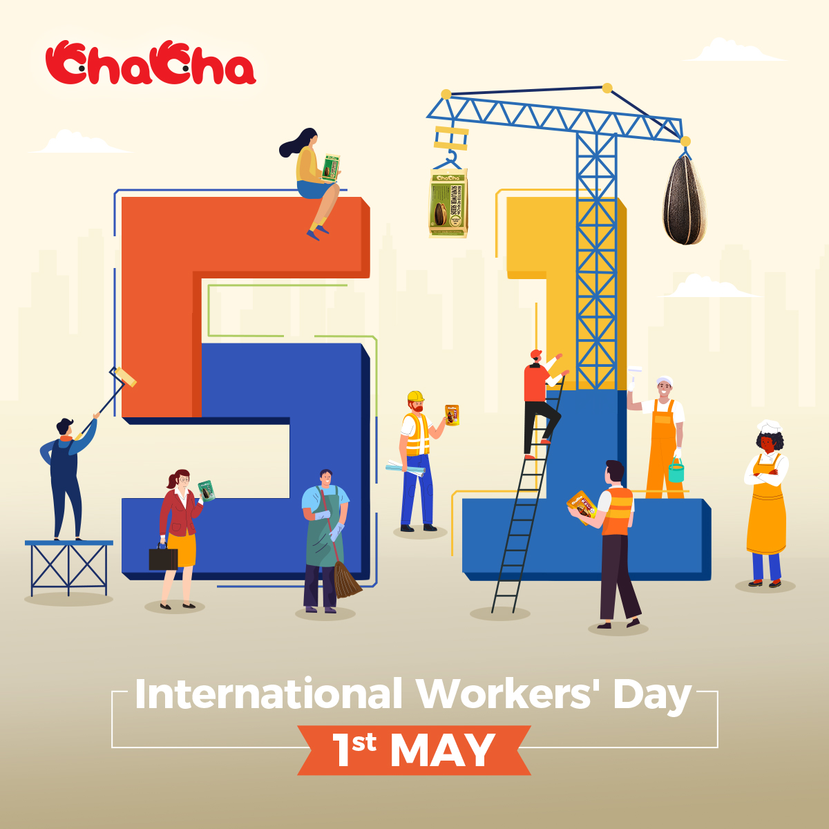 #WithChaCha Happy International Workers' Day everyone! 💪🎉
Today, we celebrate the hard work and dedication of workers all around the world. Take a well-deserved break and enjoy your #ChaChaMoment. #LaborDay